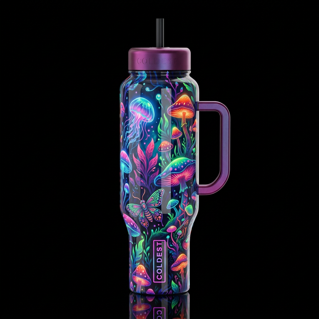 Mimicry, glossy, glowie, trompe-l'œil, beautiferou... water bottle design