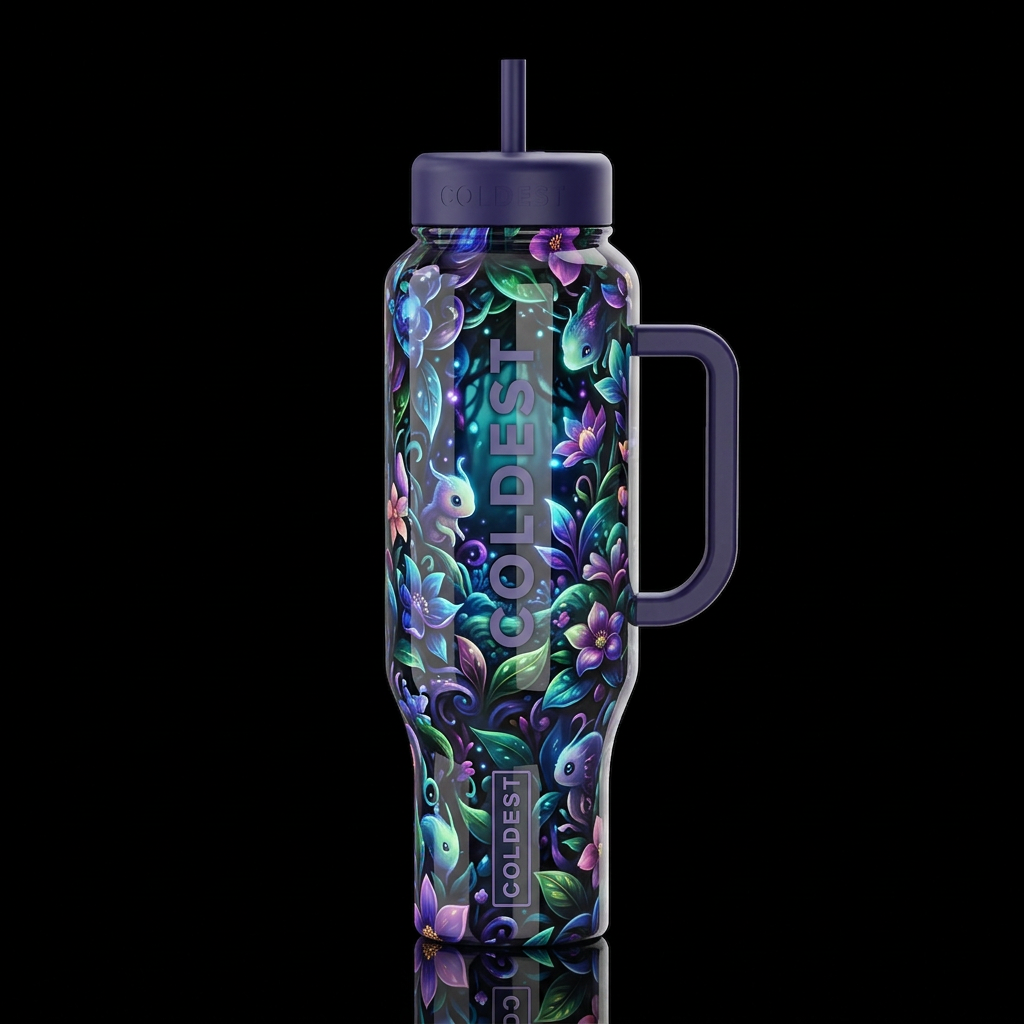 Mimicry, glossy, glowie, trompe-l'œil, beautiferou... water bottle design