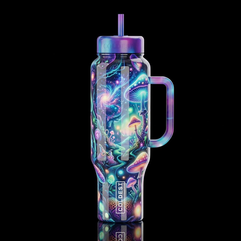 Mimicry, glossy, glowie, trompe-l'œil, beautiferou... water bottle design