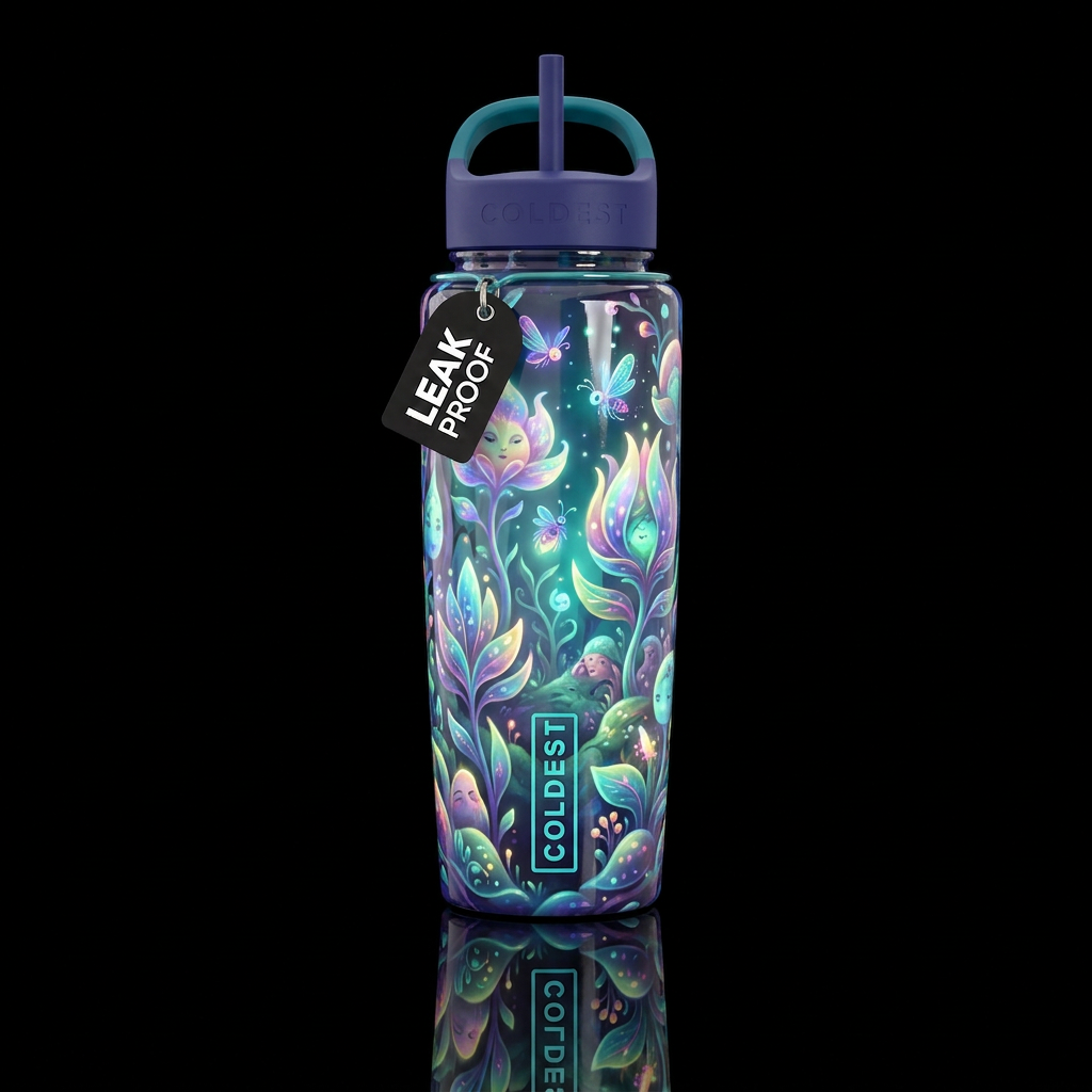 Mimicry, glossy, glowie, trompe-l'œil, beautiferou... water bottle design