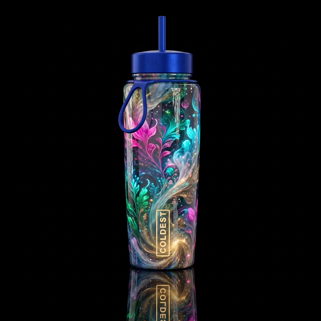 Mimicry, glossy, glowie, trompe-l'œil, beautiferou... water bottle design