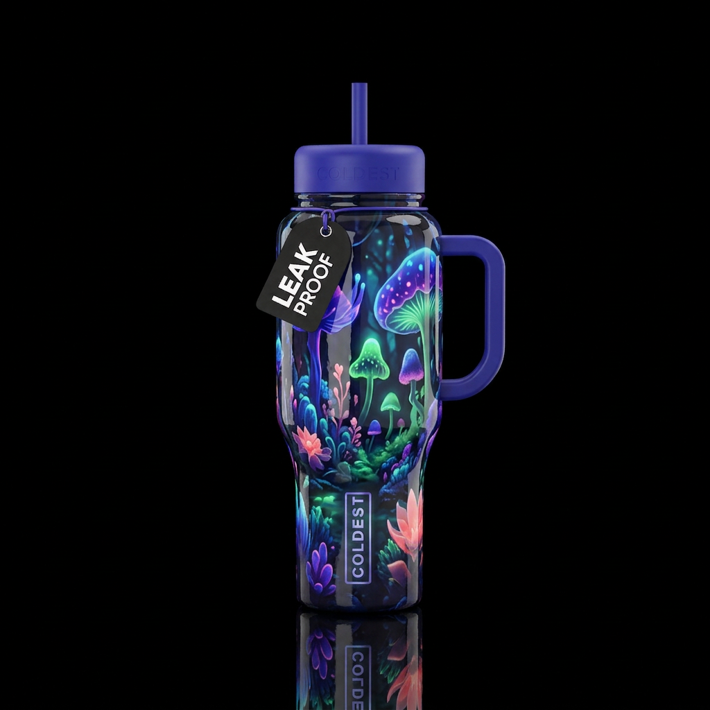 Mimicry, glossy, glowie, trompe-l'œil, beautiferou... water bottle design