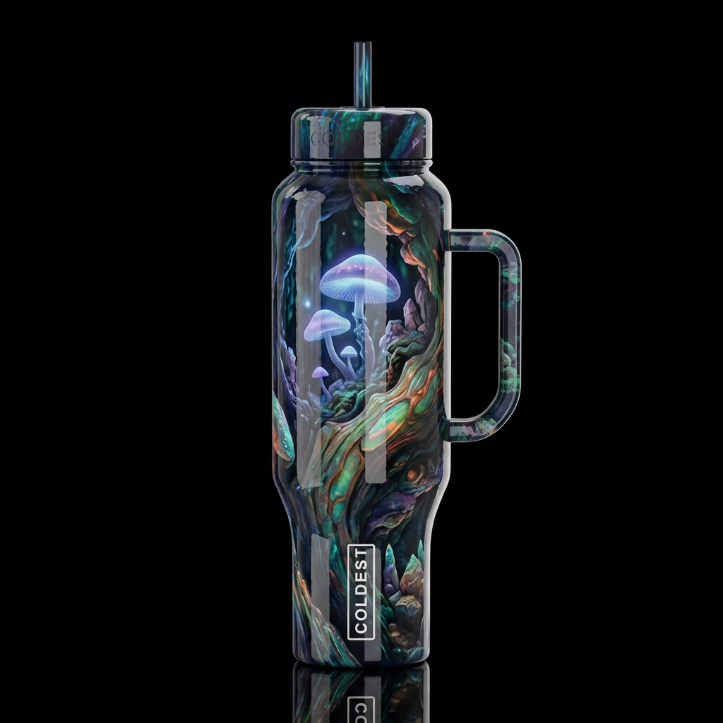 Mimicry, glossy, glowie, trompe-l'œil, beautiferou... water bottle design