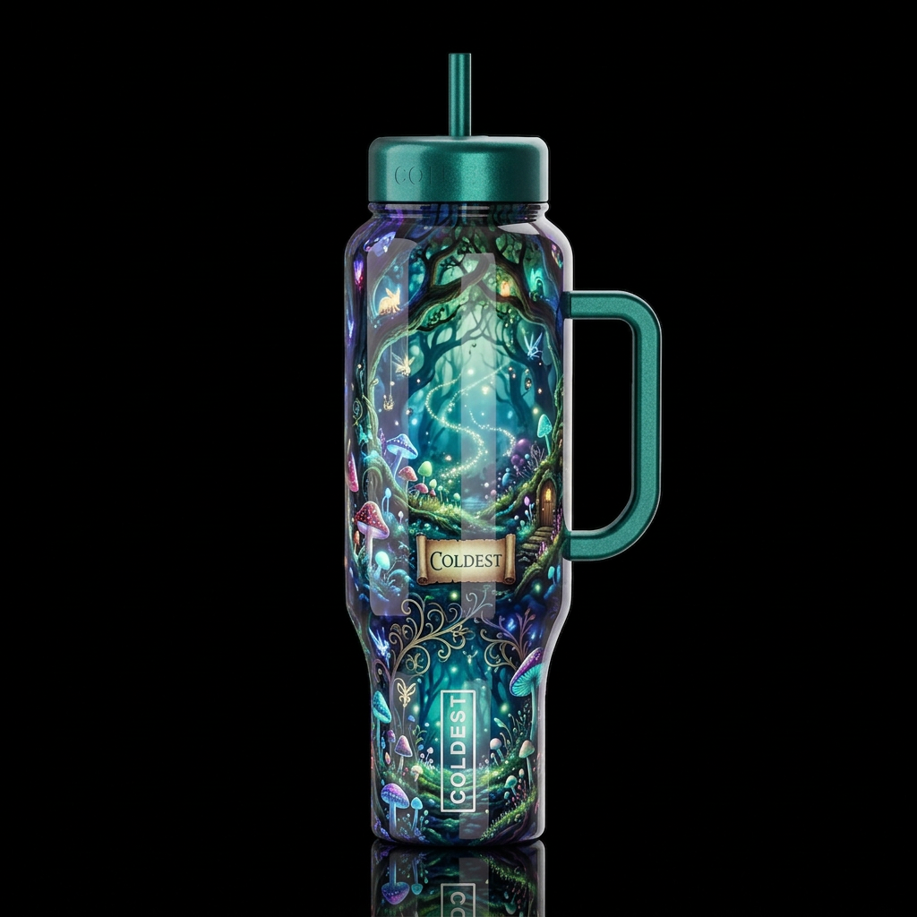 Mimicry, glossy, glowie, trompe-l'œil, beautiferou... water bottle design