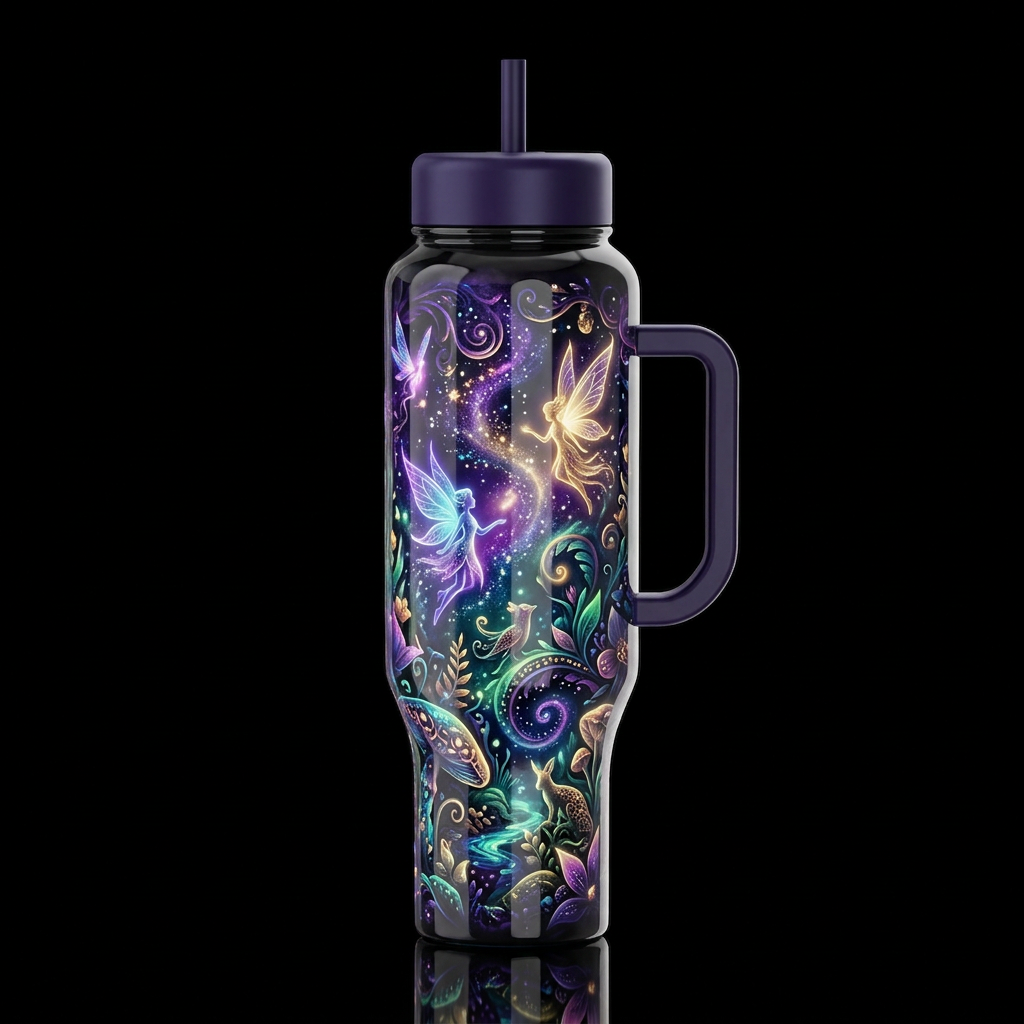 Mimicry, glossy, glowie, trompe-l'œil, beautiferou... water bottle design