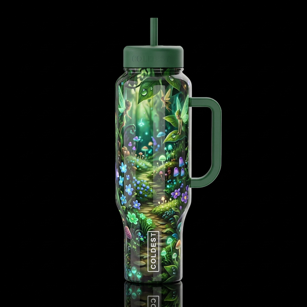 Mimicry, glossy, glowie, trompe-l'œil, beautiferou... water bottle design