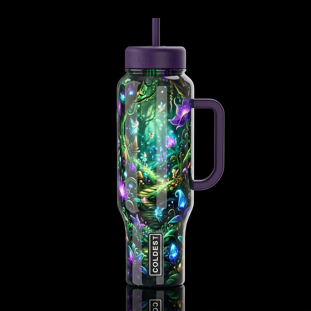 Mimicry, glossy, glowie, trompe-l'œil, beautiferou... water bottle design