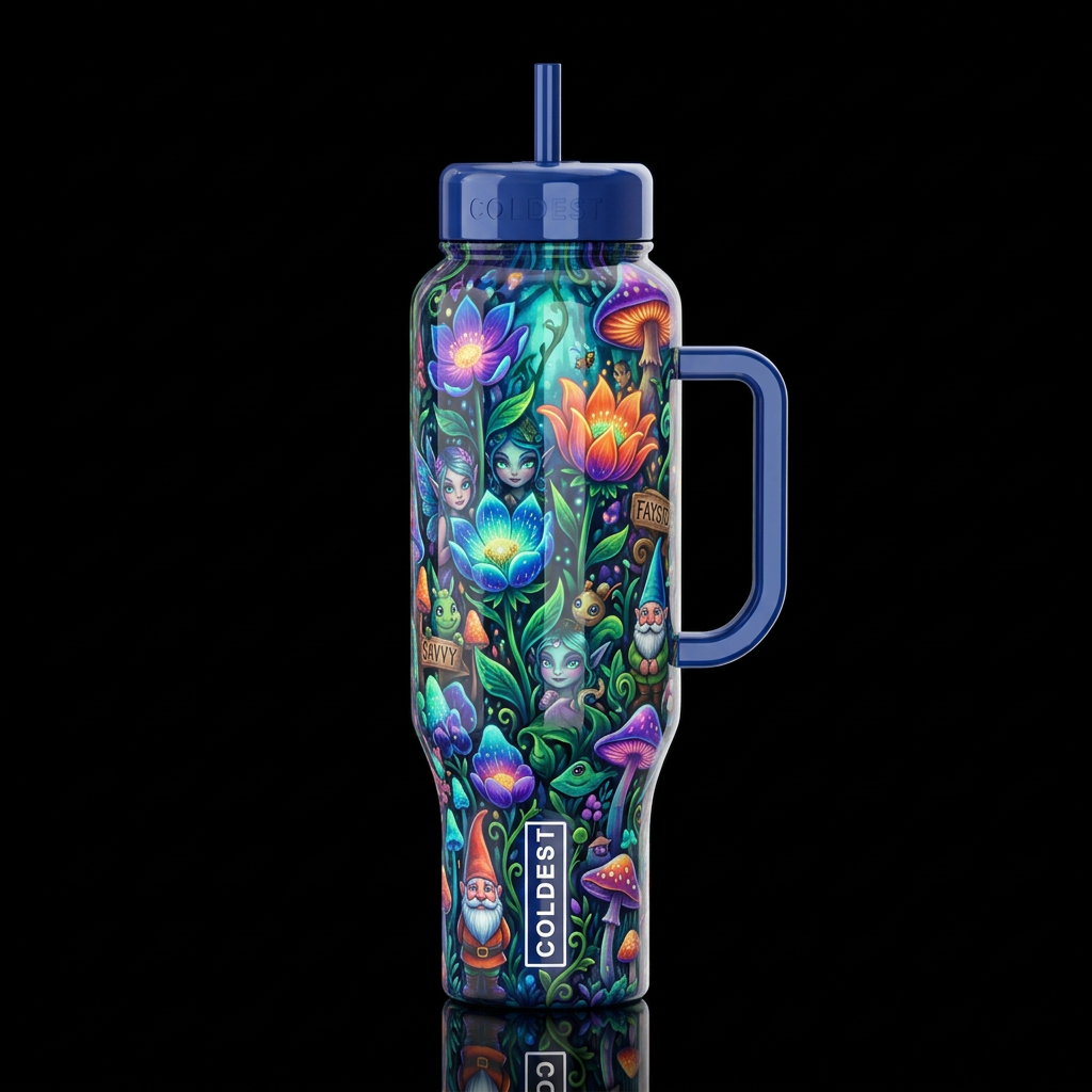 Mimicry, glossy, glowie, trompe-l'œil, beautiferou... water bottle design