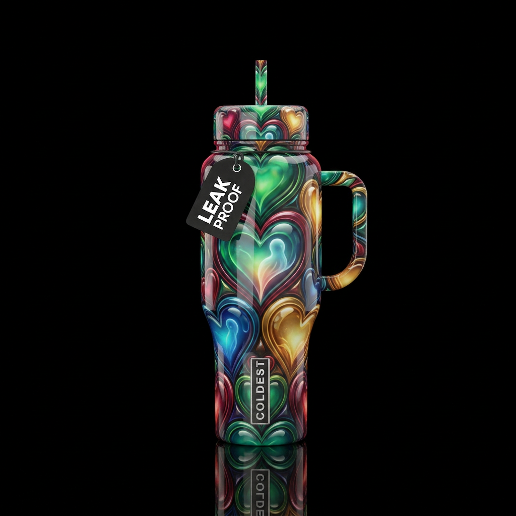 Beveled, glossy, glowie, trompe-l'œil, beautiferou... water bottle design