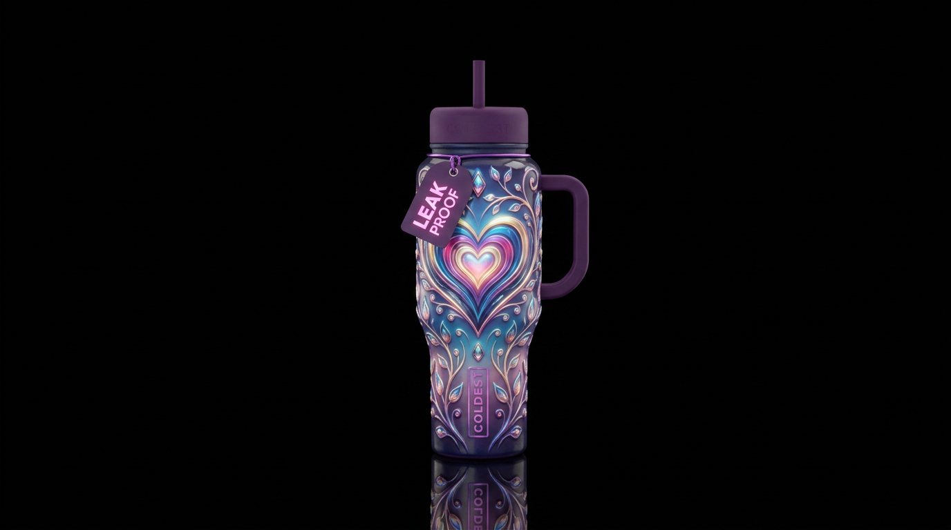 Beveled, glossy, glowie, trompe-l'œil, beautiferou... water bottle design