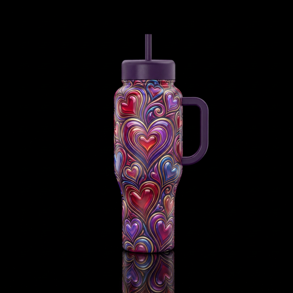 Beveled, glossy, glowie, trompe-l'œil, beautiferou... water bottle design