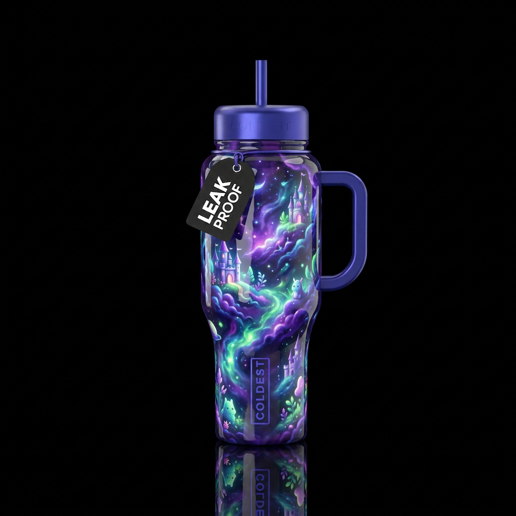 Reveled, glossy, glowie, trompe-l'œil, beautiferou... water bottle design