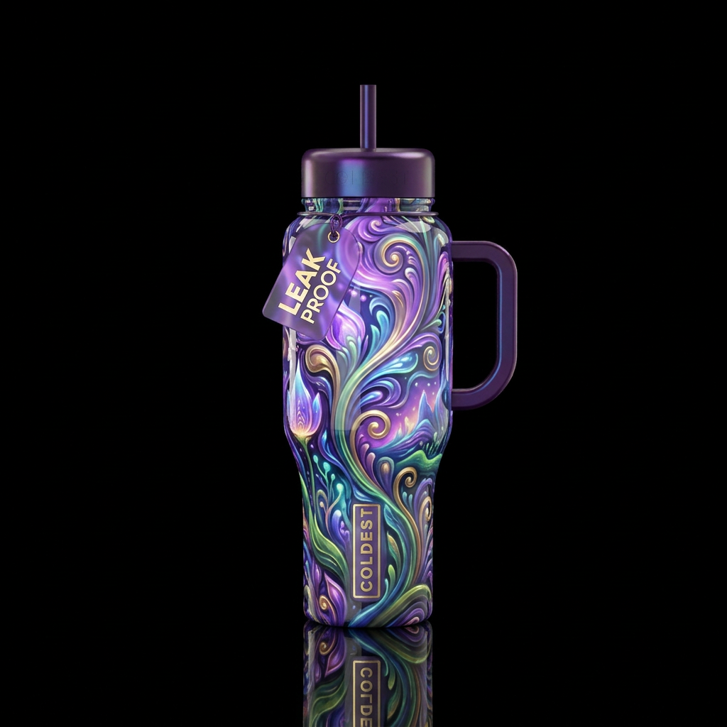 Reveled, glossy, glowie, trompe-l'œil, beautiferou... water bottle design