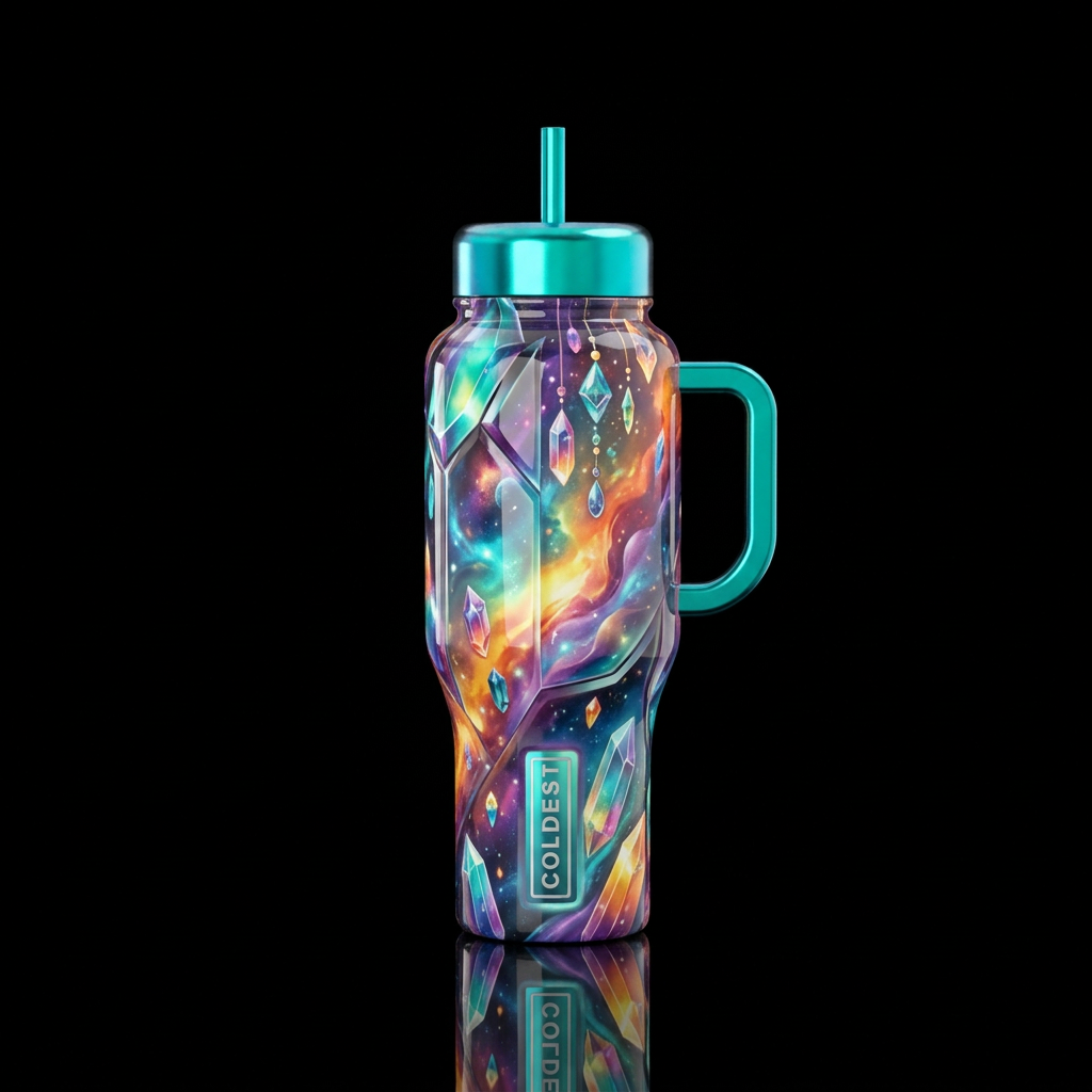 Reveled, glossy, glowie, trompe-l'œil, beautiferou... water bottle design