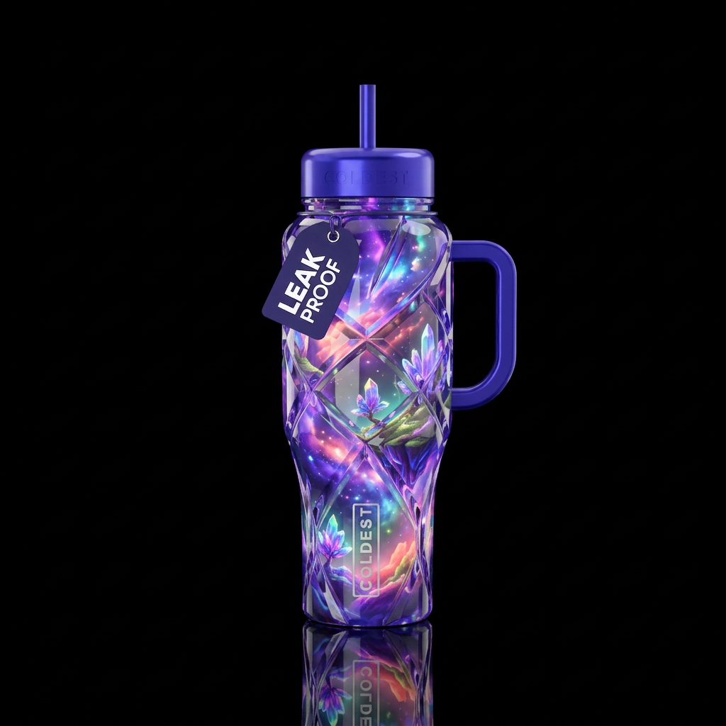 Reveled, glossy, glowie, trompe-l'œil, beautiferou... water bottle design