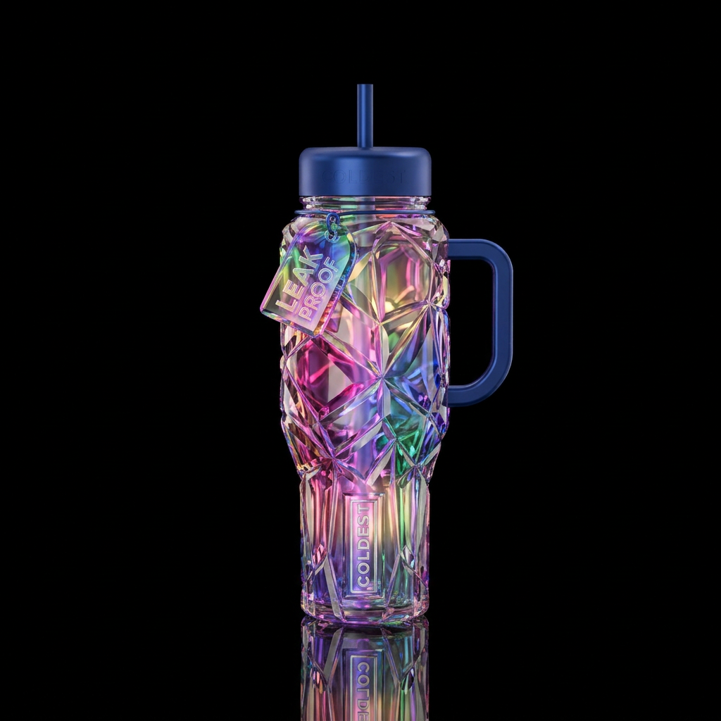 Reveled, glossy, glowie, trompe-l'œil, beautiferou... water bottle design