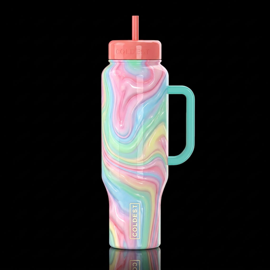 Reveled, glossy, glowie, trompe-l'œil, beautiferou... water bottle design