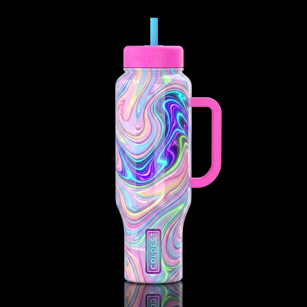 Reveled, glossy, glowie, trompe-l'œil, beautiferou... water bottle design