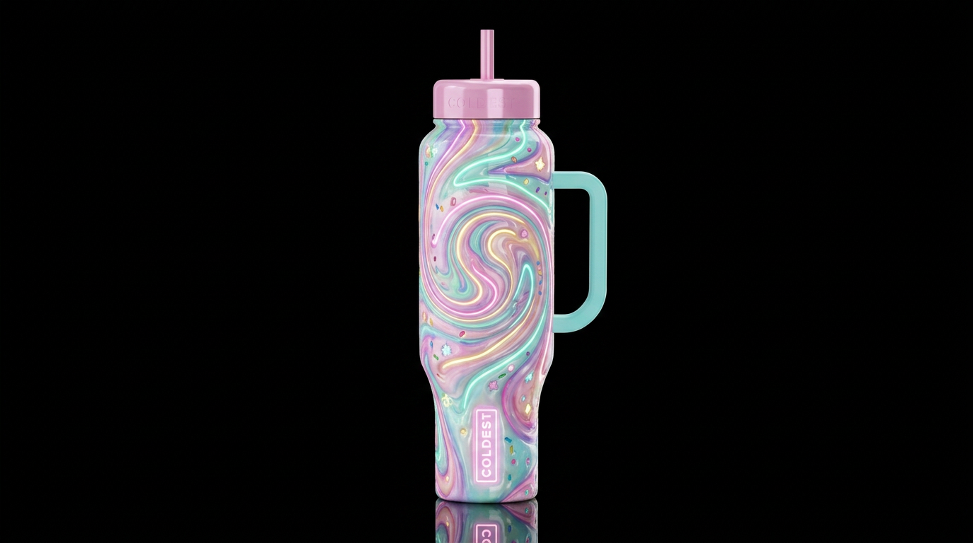 Reveled, glossy, glowie, trompe-l'œil, beautiferou... water bottle design