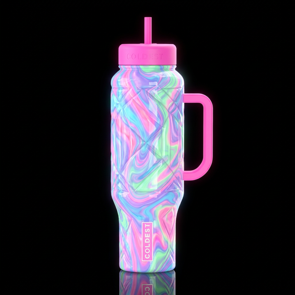 Reveled, glossy, glowie, trompe-l'œil, beautiferou... water bottle design