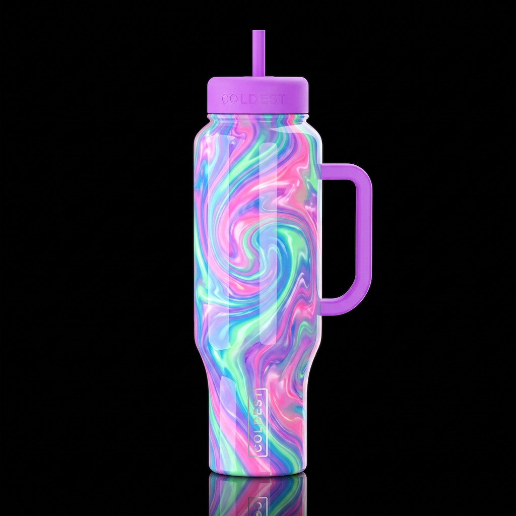 Reveled, glossy, glowie, trompe-l'œil, beautiferou... water bottle design