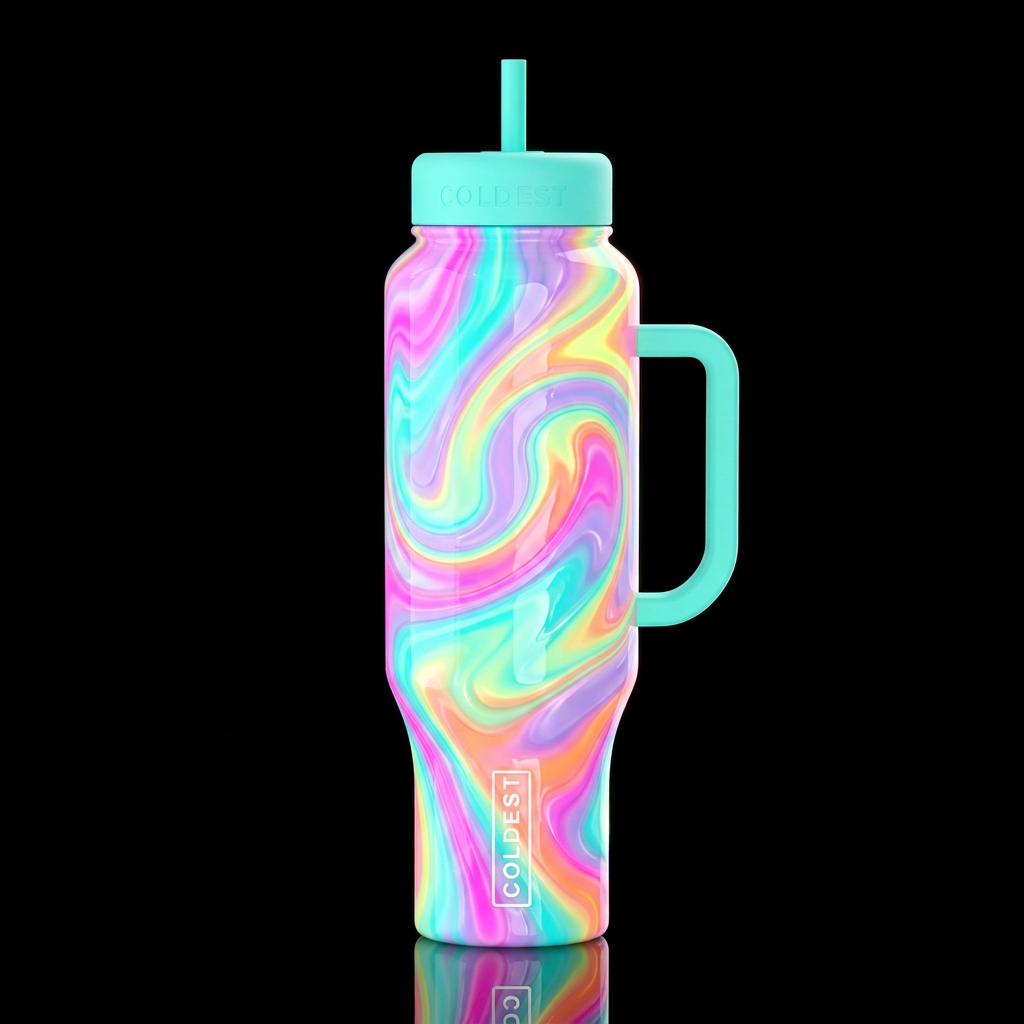 Reveled, glossy, glowie, trompe-l'œil, beautiferou... water bottle design