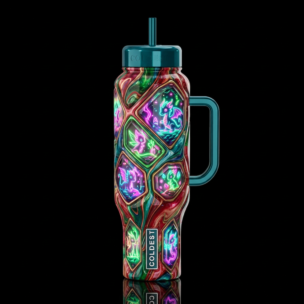Reveled, glossy, glowie, trompe-l'œil, beautiferou... water bottle design