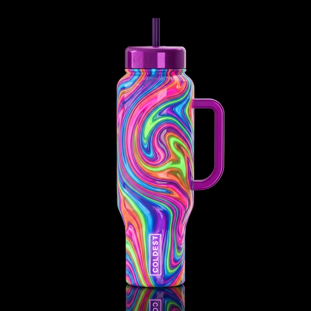 Reveled, glossy, glowie, trompe-l'œil, beautiferou... water bottle design