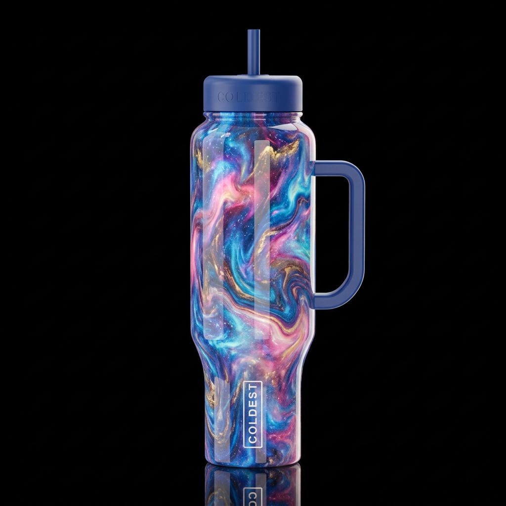 Reveled, glossy, glowie, trompe-l'œil, beautiferou... water bottle design