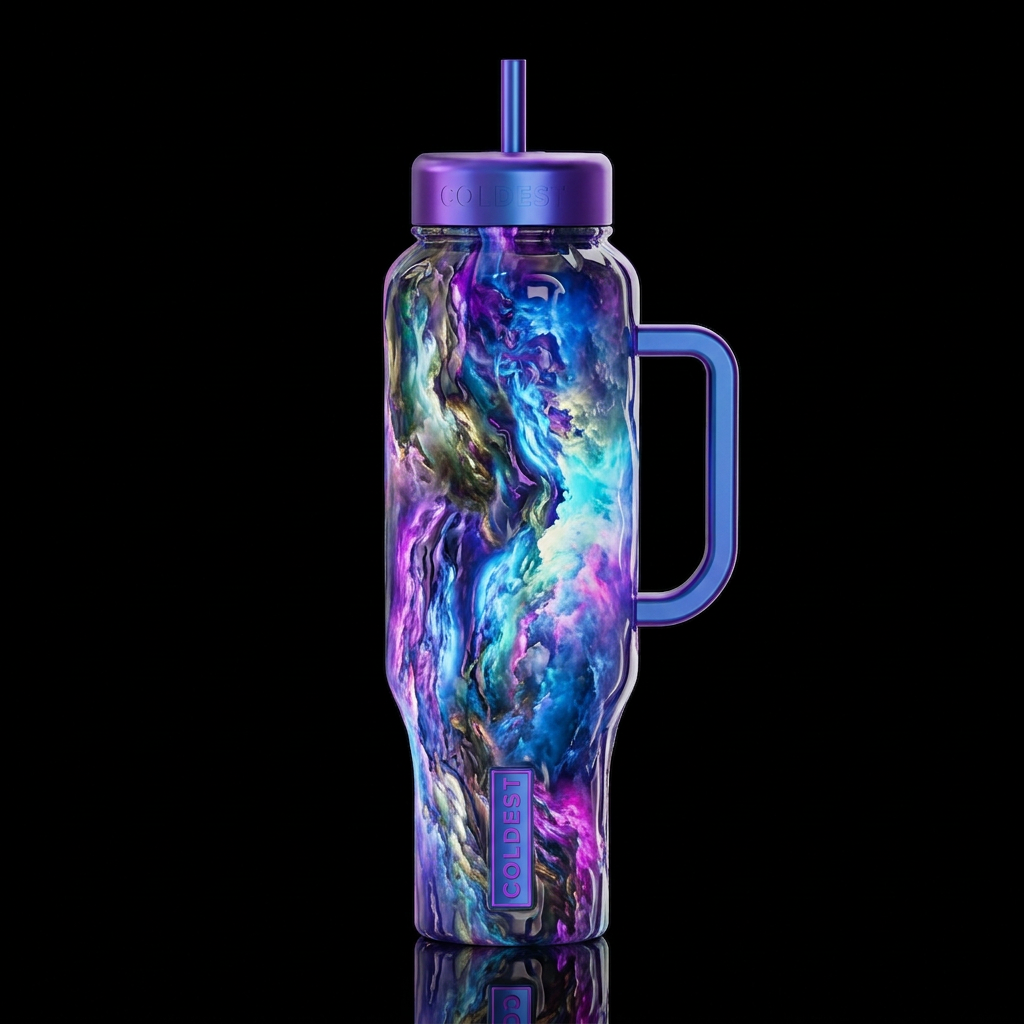 Reveled, glossy, glowie, trompe-l'œil, beautiferou... water bottle design