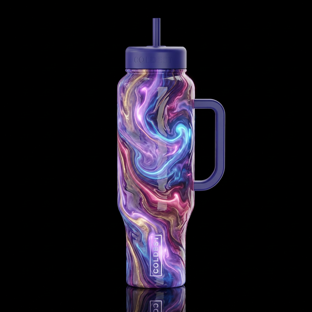Reveled, glossy, glowie, trompe-l'œil, beautiferou... water bottle design