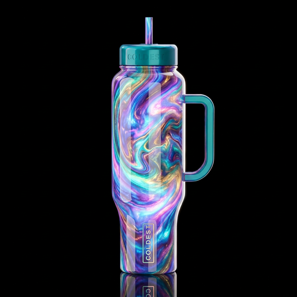 Reveled, glossy, glowie, trompe-l'œil, beautiferou... water bottle design