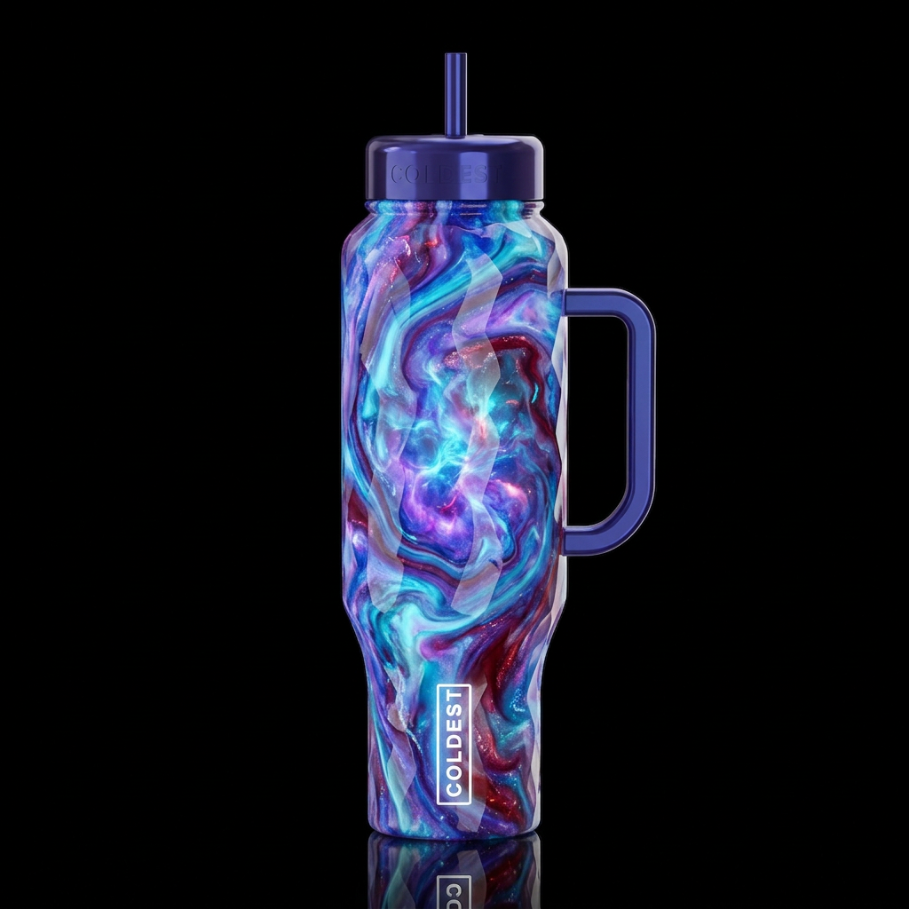 Reveled, glossy, glowie, trompe-l'œil, beautiferou... water bottle design
