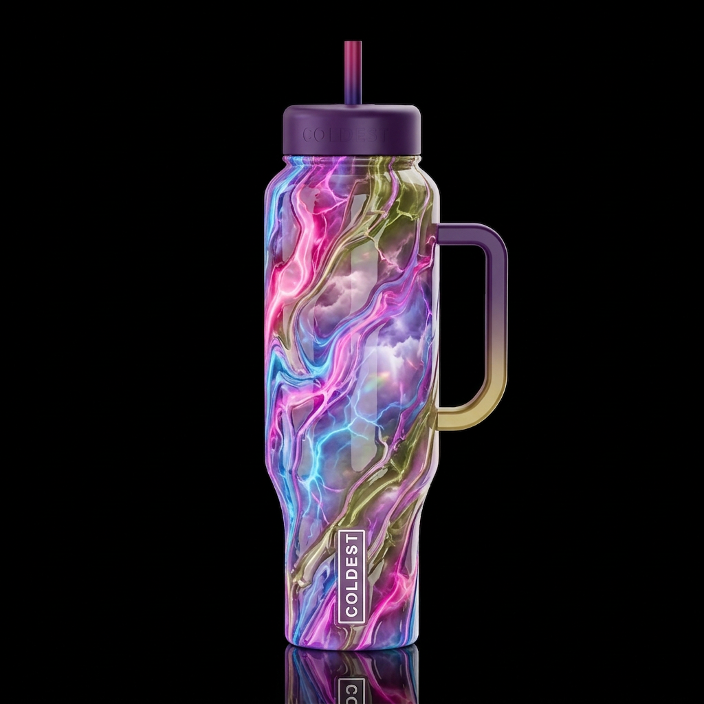 Reveled, glossy, glowie, trompe-l'œil, beautiferou... water bottle design