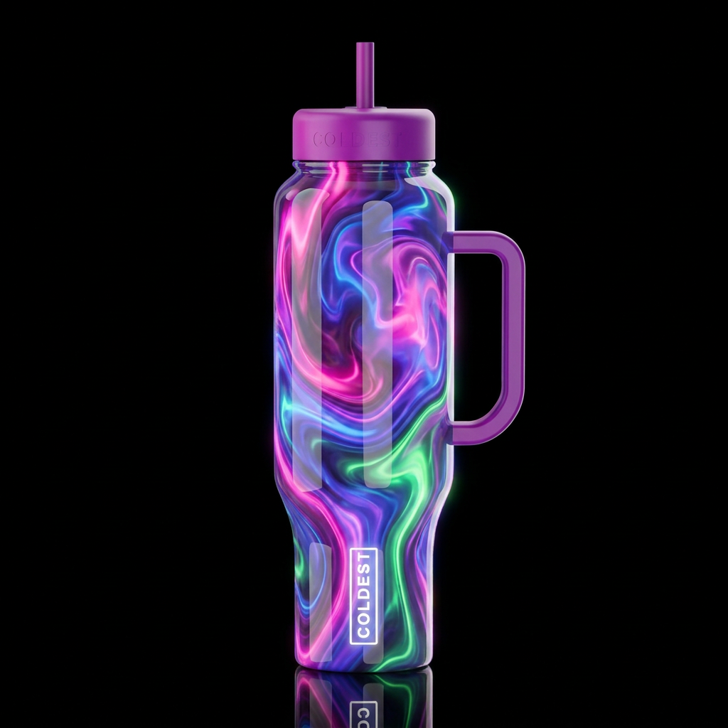 Reveled, glossy, glowie, trompe-l'œil, beautiferou... water bottle design
