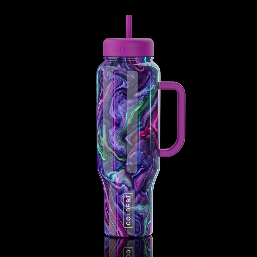 Reveled, glossy, glowie, trompe-l'œil, beautiferou... water bottle design