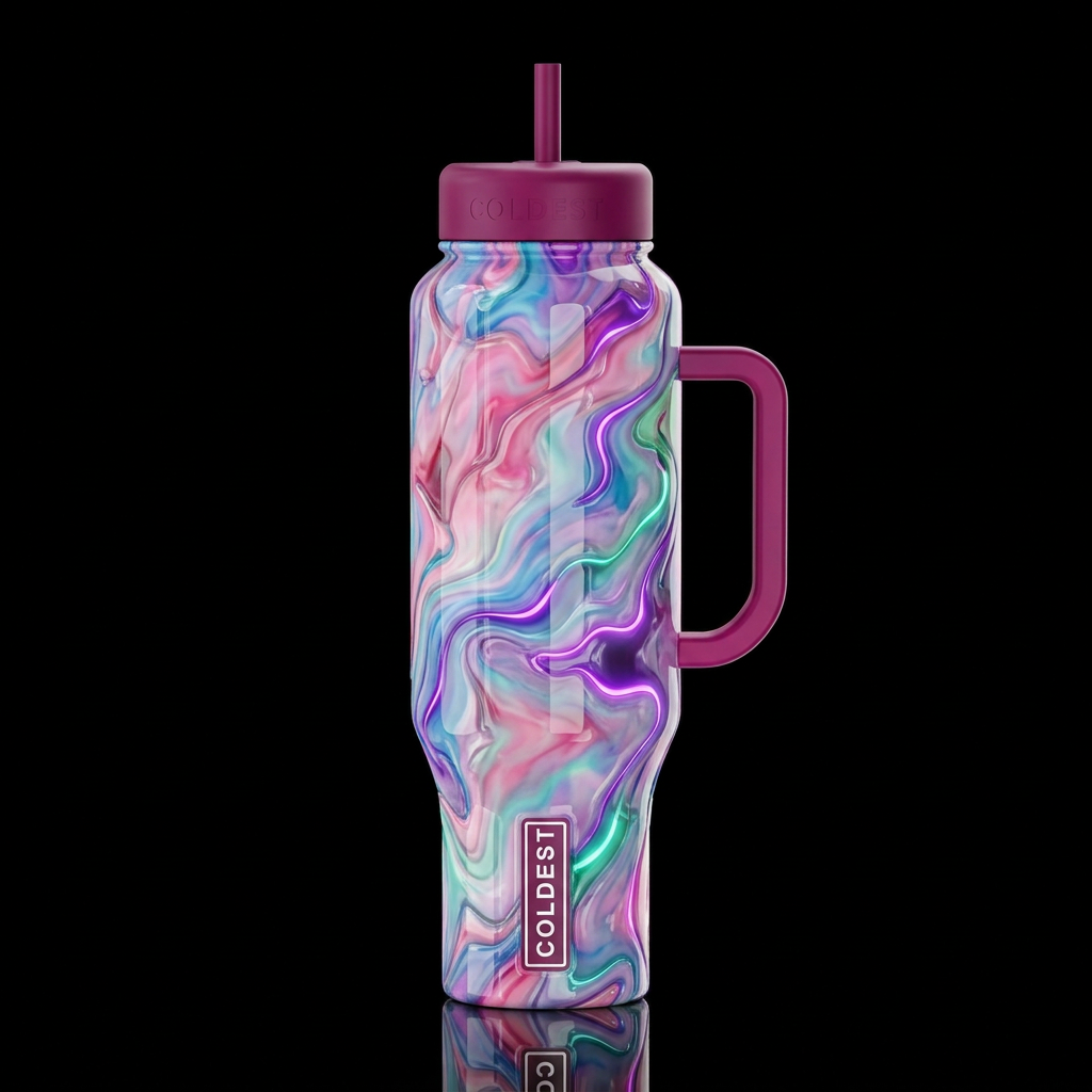 Reveled, glossy, glowie, trompe-l'œil, beautiferou... water bottle design
