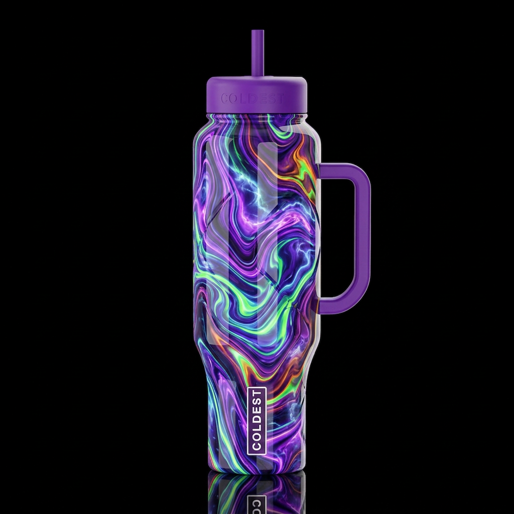 Reveled, glossy, glowie, trompe-l'œil, beautiferou... water bottle design
