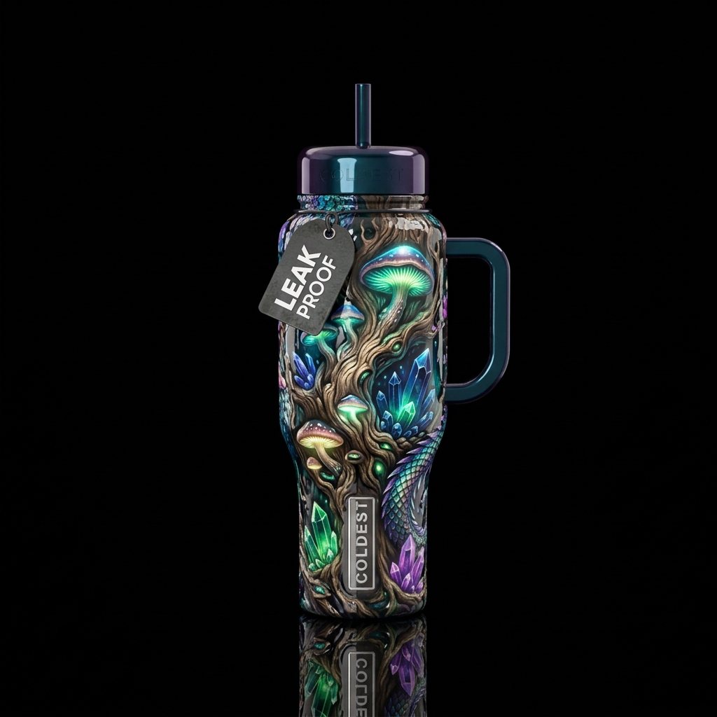 rugged, whimsical, glossy, glowie, trompe-l'œil, b... water bottle design