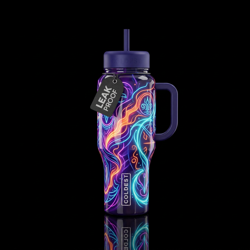 Retribution, glossy, glowie, trompe-l'œil, beautif... water bottle design