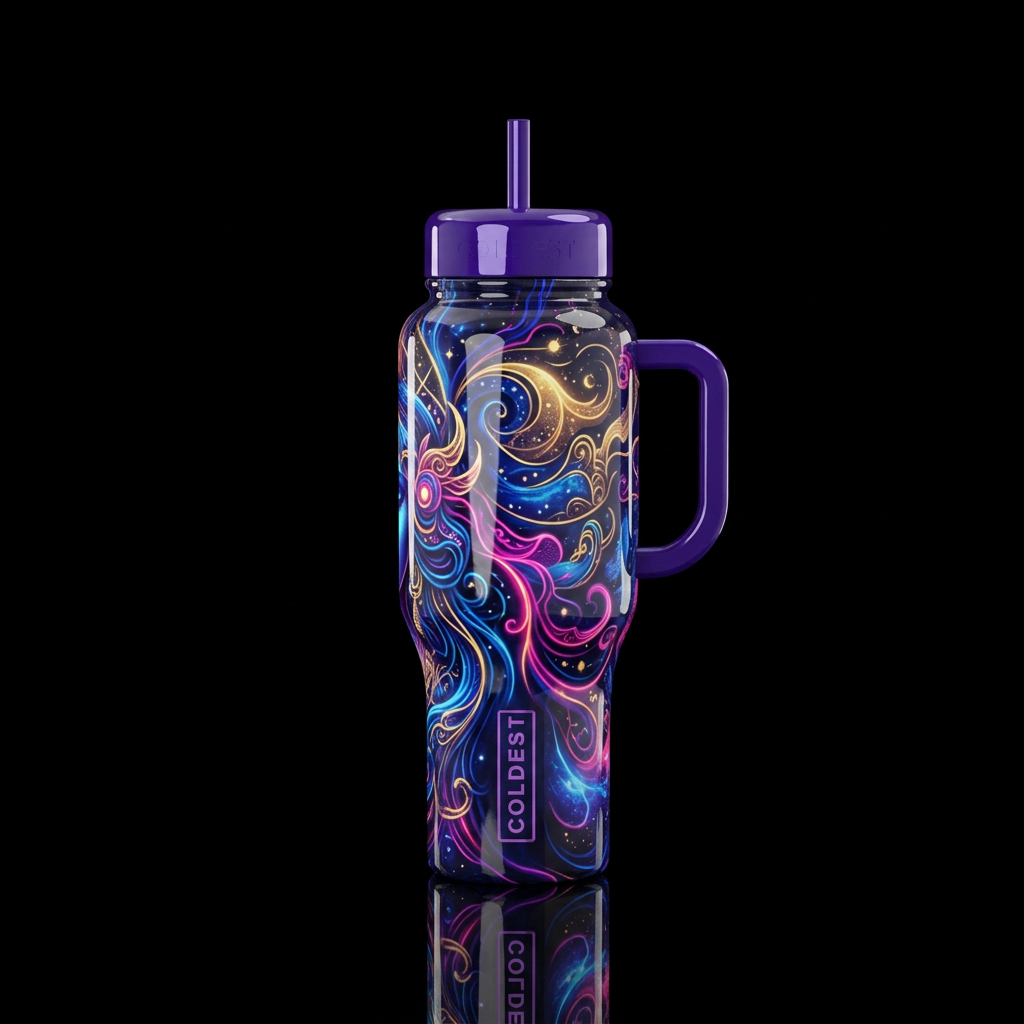 Retribution, glossy, glowie, trompe-l'œil, beautif... water bottle design