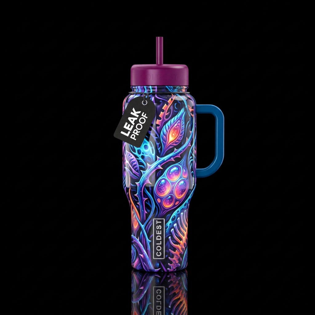 Retribution, glossy, glowie, trompe-l'œil, beautif... water bottle design