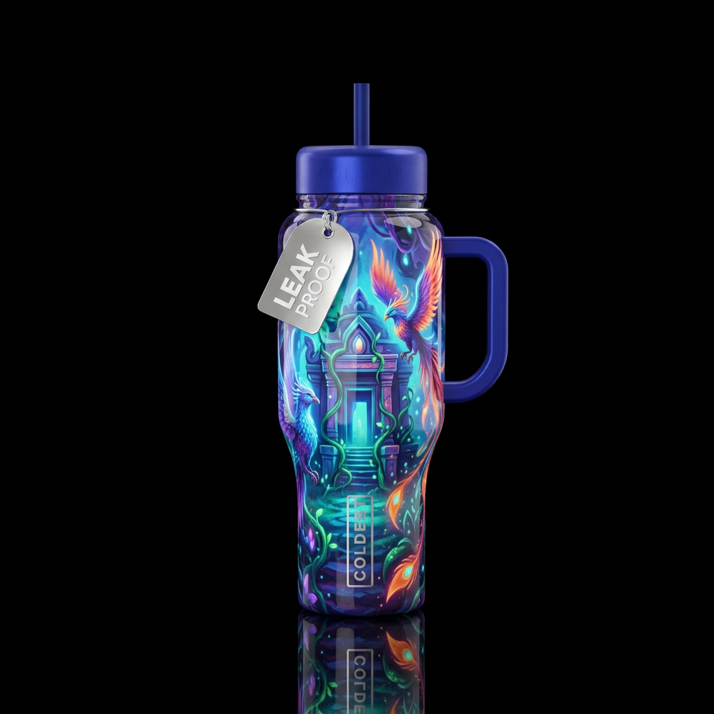Retribution, glossy, glowie, trompe-l'œil, beautif... water bottle design