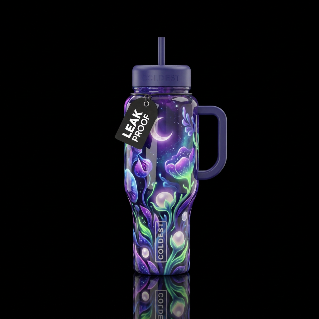 Retribution, glossy, glowie, trompe-l'œil, beautif... water bottle design