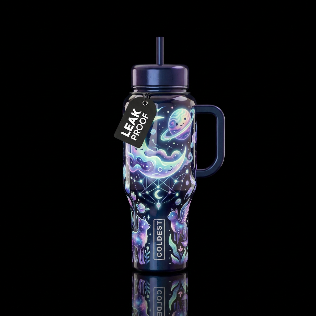 Retribution, glossy, glowie, trompe-l'œil, beautif... water bottle design