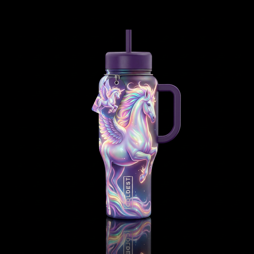 Flamboyant Pegasus, glossy, glowie, trompe-l'œil, ... water bottle design
