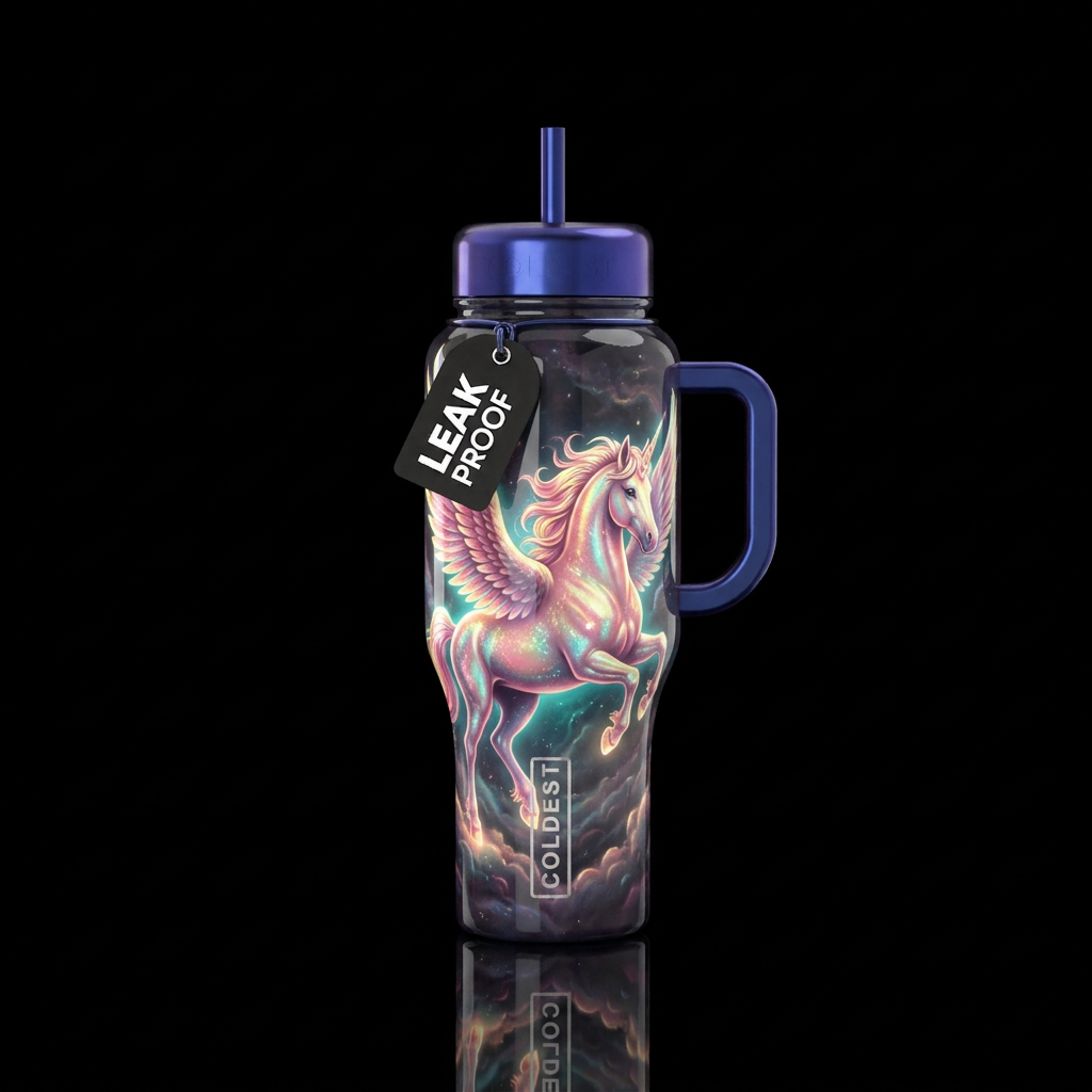 Flamboyant Pegasus, glossy, glowie, trompe-l'œil, ... water bottle design