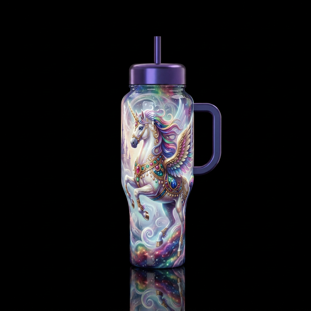 Flamboyant Pegasus, glossy, glowie, trompe-l'œil, ... water bottle design