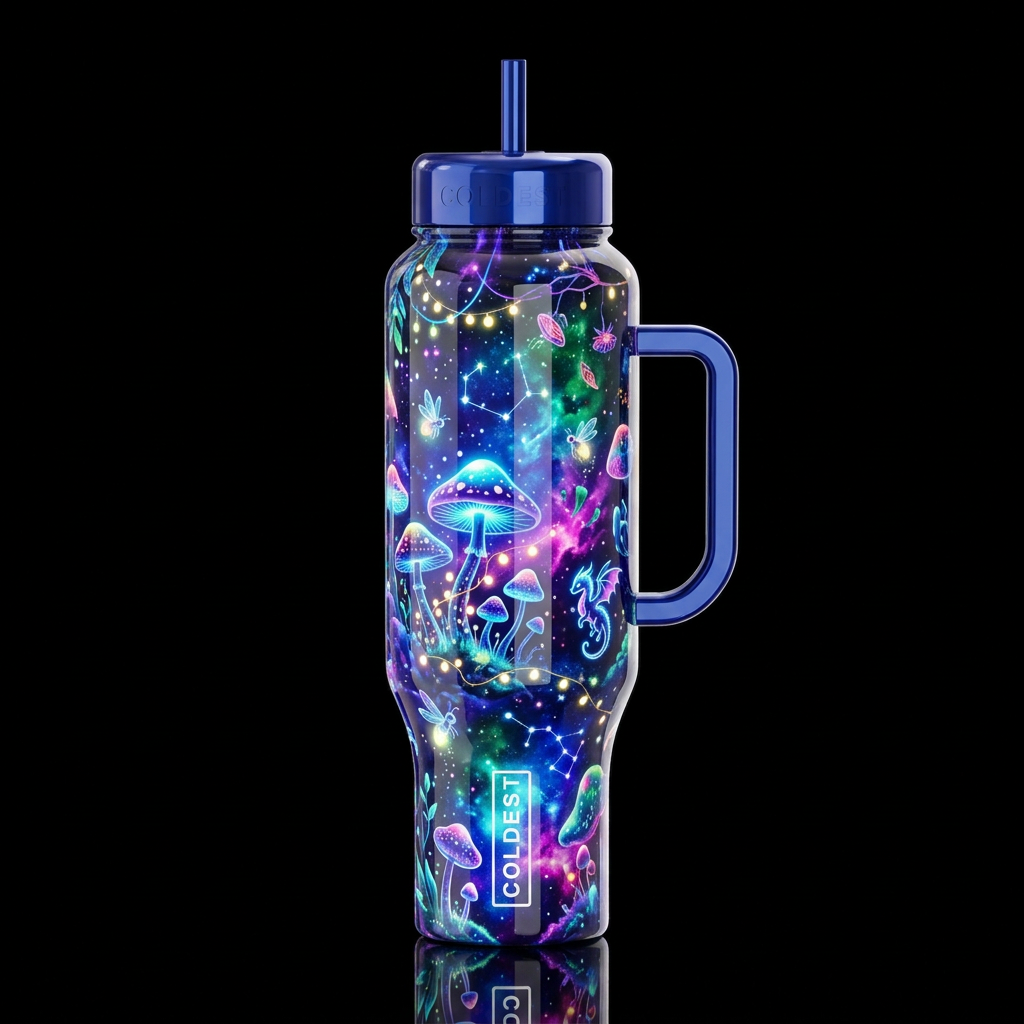 Coldie,glossy, glowie, trompe-l'œil, beautiferous,... water bottle design