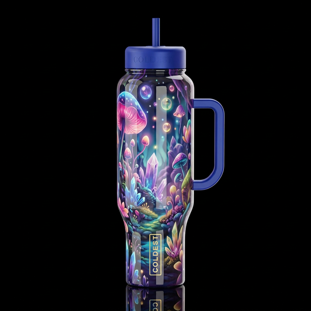 Coldie fantasy,glossy, glowie, trompe-l'œil, beaut... water bottle design